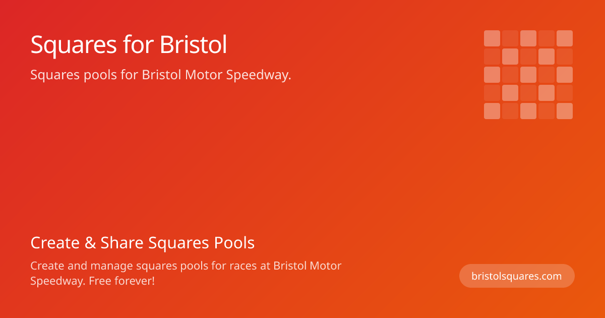 Squares for Bristol - Pools for Bristol Motor Speedway